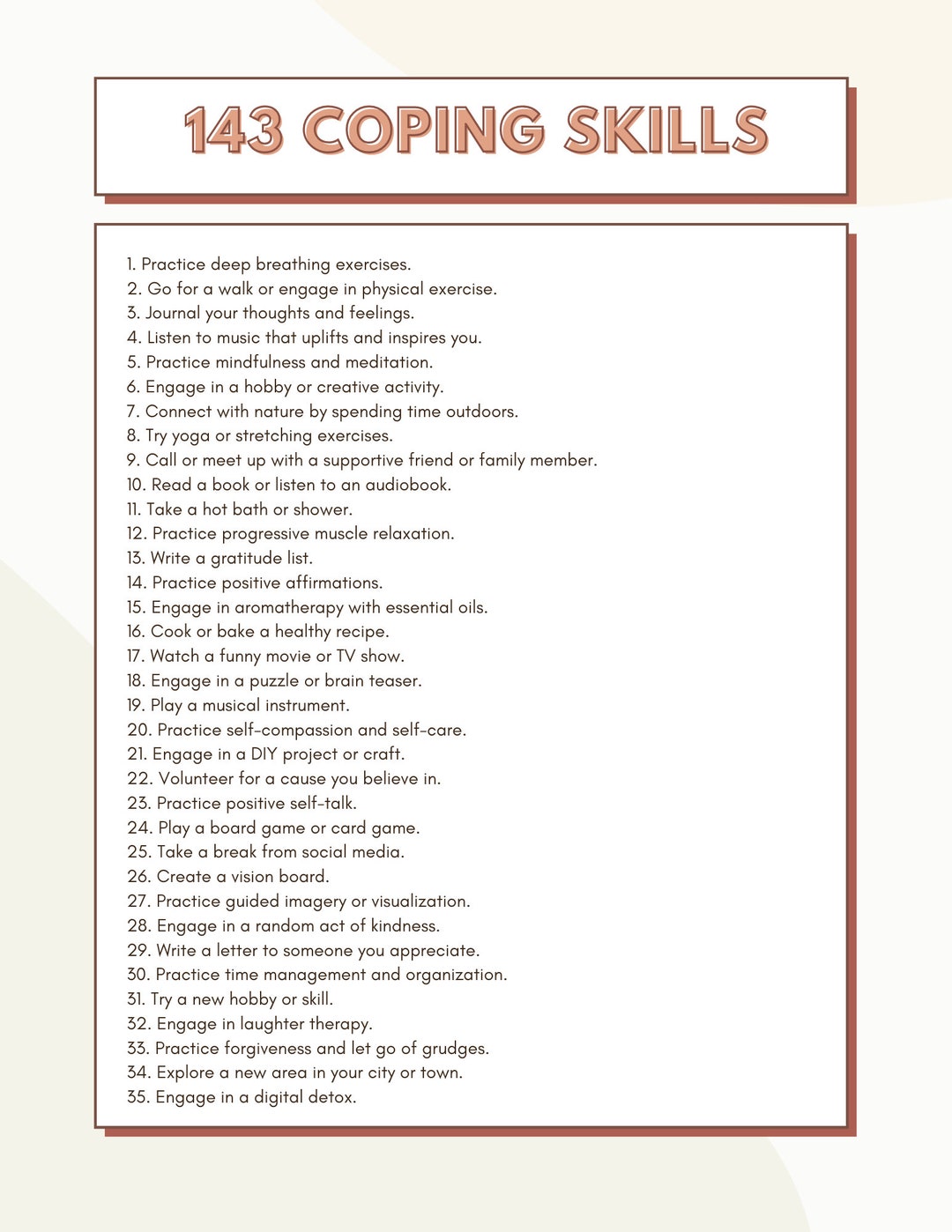 143 Coping Skills; Coping Techniques; Coping Tools; Coping Skill ...