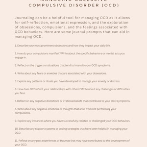 OCD Journal Prompts: Obsessive Compulsive Disorder Therapy Tools