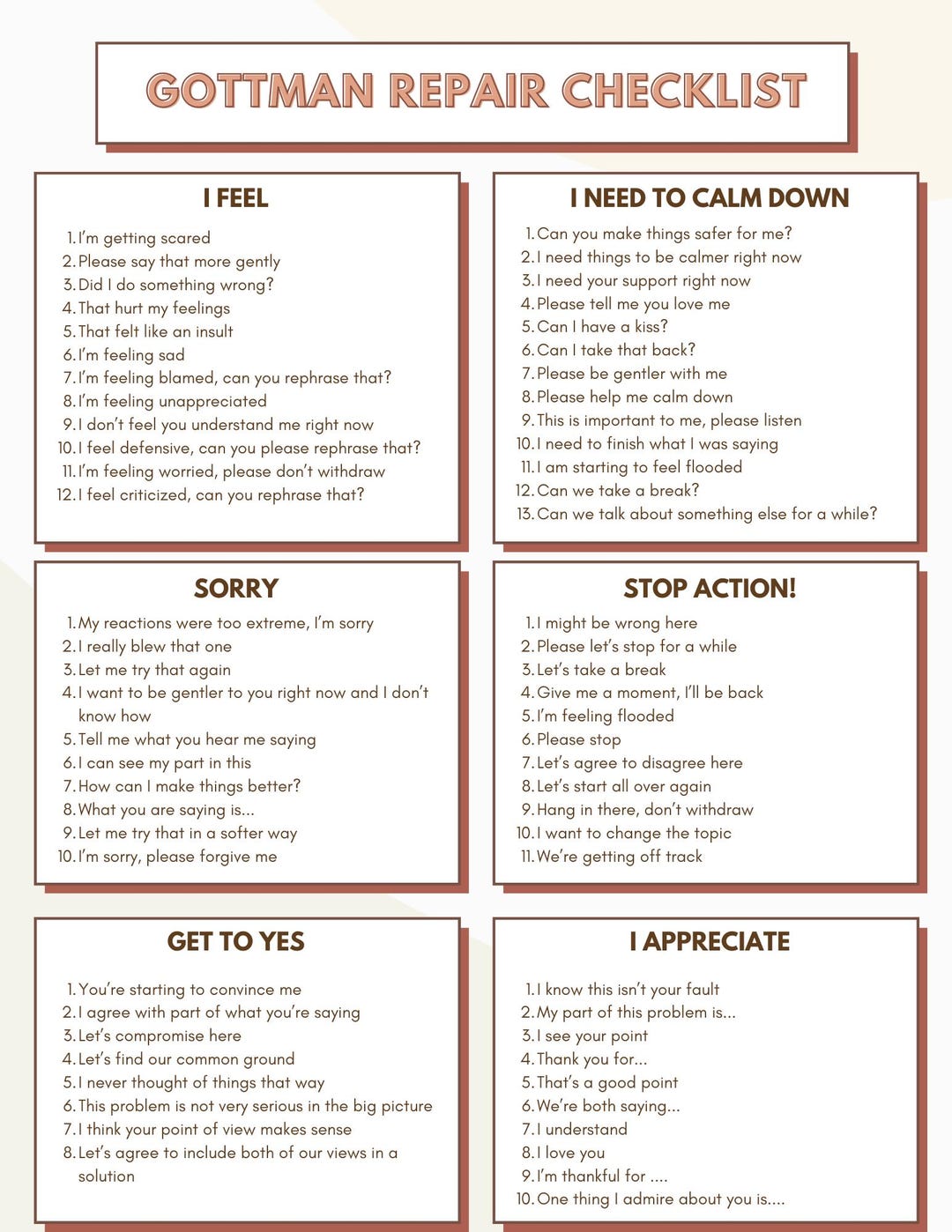 Gottman Repair Checklist Etsy Gottman Repair Checklist Etsy