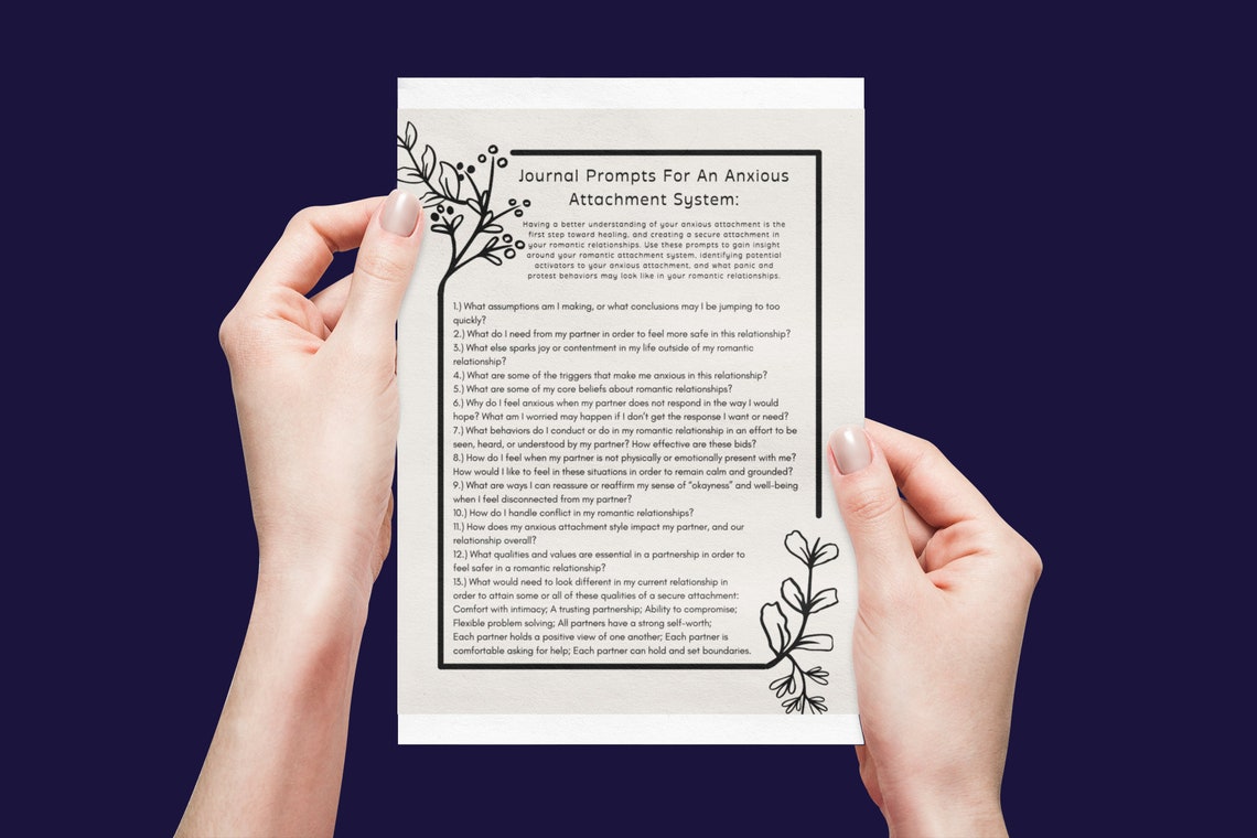 Anxious Attachment Journal Prompts Etsy