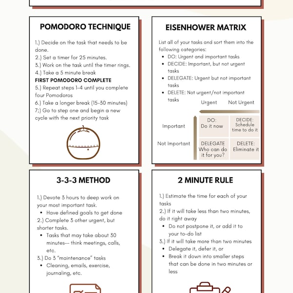 Productivity Methods Cheat Sheet