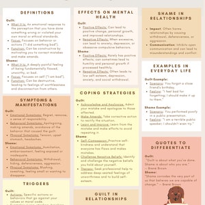 Guilt vs. Shame Cheat Sheet: Brene Brown Therapy Tool (Worksheet)