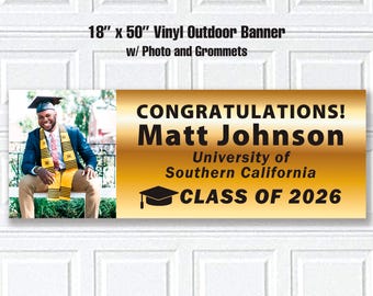 Personalized Graduation Photo Banner: Class of 2026 Vinyl Outdoor Decor