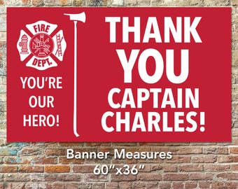 Personalized Thank A Firefighter, Firefighter Vinyl Outdoor Sign in 2 size options