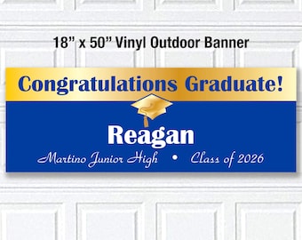 2026 Graduation Outdoor Banner, Congrats to Graduates, Personalized, 5 Colors Available, Size 18"x50"