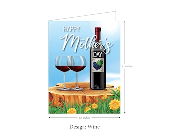 Giant Wine Mother's Day Card: Personalized 8.5x11 Shipped to Mom