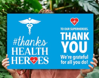 Danke Gesundheitshelden Schild zum Ausdrucken: gesundheitliche Wertschätzung (Digitaler Download)