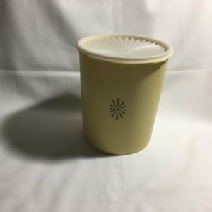Vintage Tupperware  Canister 806 805 Harvest Gold Sunburst Instant Lid  Seal   Counter Top Retro Kitchen