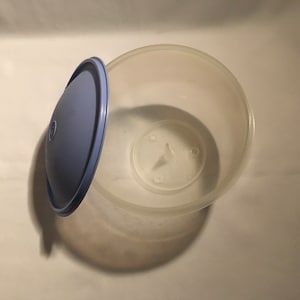Vintage Tupperware Super  Crisp It Lettuce Keeper Bowl Domed Lid Seal   With Spike 681 1424 1425 Blue 90s