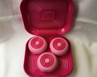 Tupperware Accessory Organizer and 3 Round Accessories Organizer Stuffables Hot Pink Set Travel School College Crafts