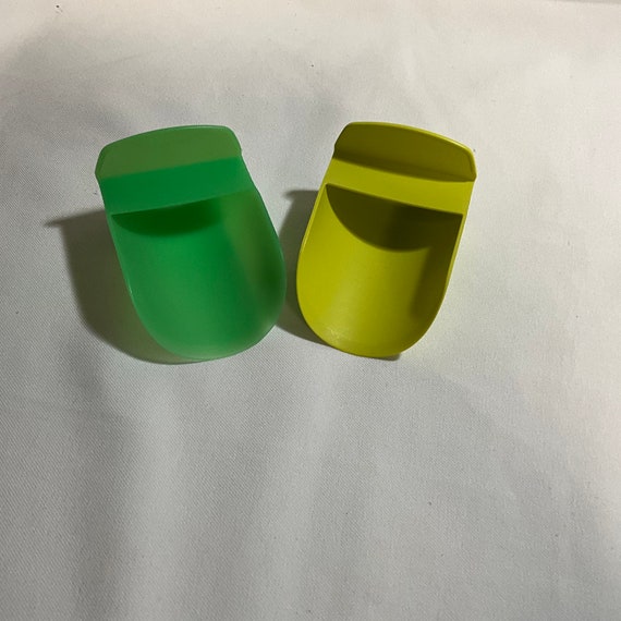 Vintage Tupperware Rocker Scoop Set of 2 292 Red Green Pink for