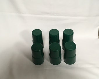 Vintage Tupperware-glas, Hunter Green stapelbara koppar, set om 6
