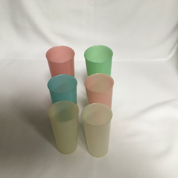 Vtg Tupperware Cup Sets Sheer Blue 12 and 8 Oz Cups 
