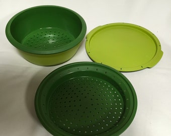 Tupperware Smartsteamer  Smart Steamer  Replacement Parts Microwaveable Stack Cooker Cover Colander Steamer Base  6988 6504 6509 NO TRAY