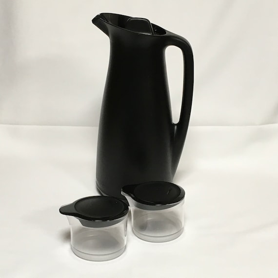 Tupperware Thermotup Thermos Thermo Pitcher Carafe Coffee Tea 1 L Black Hot  Cold Tabletop Cream Sugar Set Coffee Bar Modern Farmhouse Style 