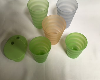 Tupperware  Impressions  Tumbler Set Of 7 Drip Less Straw Lid Seal  500 ml 16 oz 3515 4184 330 ml 3218 Nesting Stackable Travel Cups