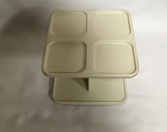 Carrousel à épices Tupperware vintage, plateau paresseux à 2 niveaux