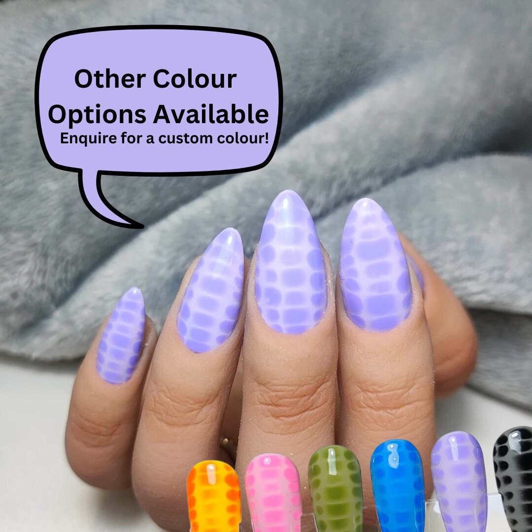 Crocodile Alligator Print Press on Nails. Hand Painted Nails. Fake Nails. Reusable Gel Nails. - Etsy