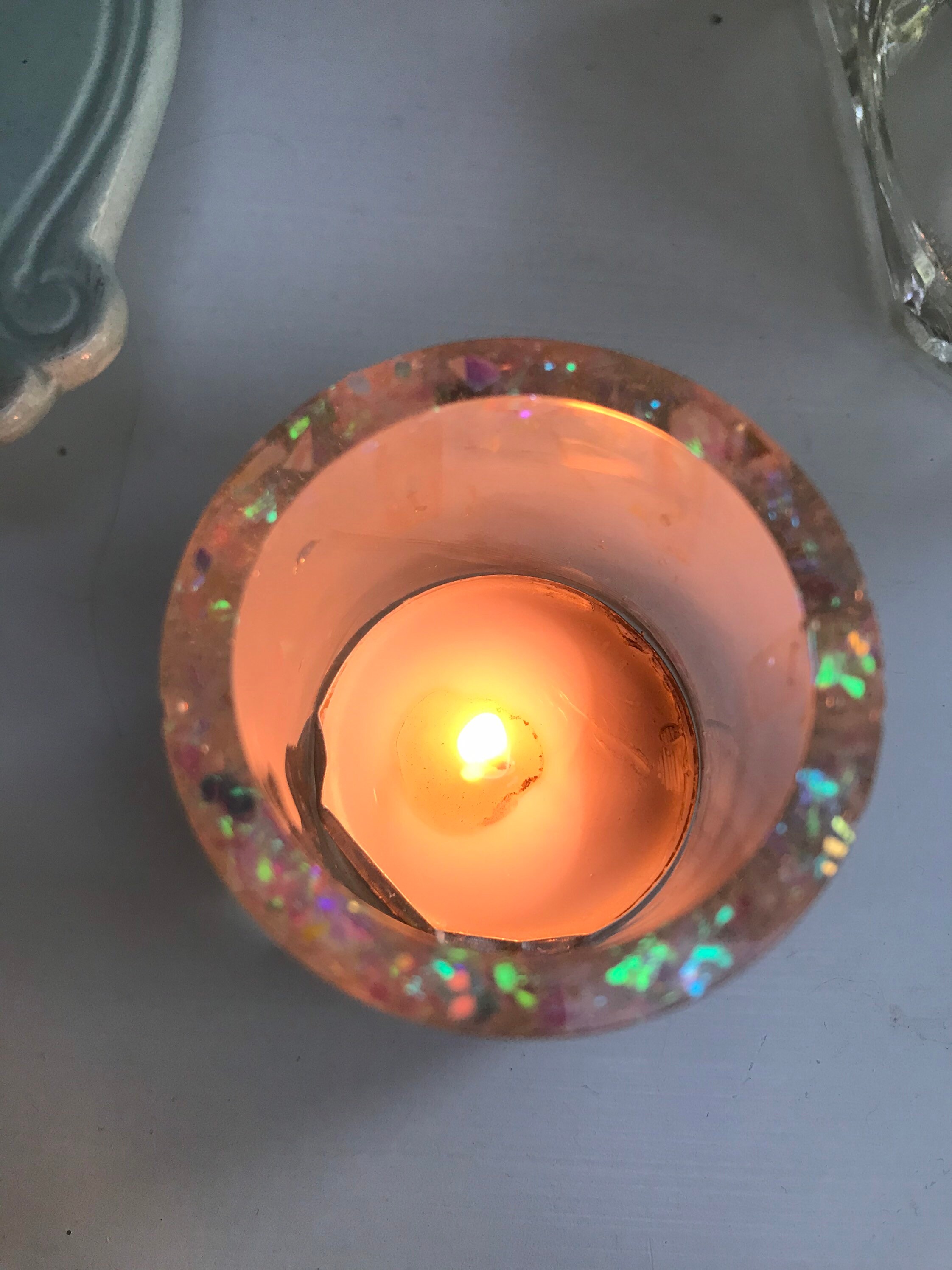 Holographic Rose Quartz Candle Holder Etsy