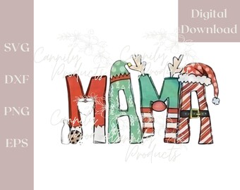Christmas MAMA Sublimation, Instant Digital Download File for print, Cute Holiday Design, Fun Winter Sweater Decal