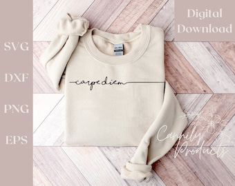 Carpe Diem digital file, svg download, cricut vinyl cutout or sublimation, quotes shirts cutouts png, cursive, elegant scripture dowload