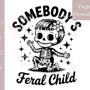 Feral Child SVG | Halloween Shirt Design | Halloween Cutout File for Cricut | Skeleton Kid | Digital Download