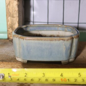 Light Blue "Mokko" / Lotus shaped Shohin Bonsai Pot. 5.3"x4.5"x2.25"