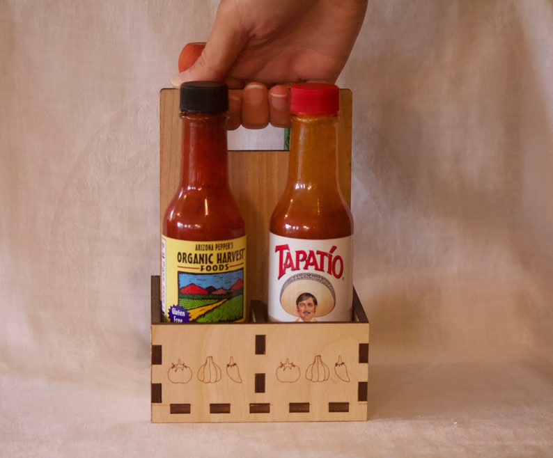 Hot Sauce Carrier Wooden Hot Sauce Caddy Etsy