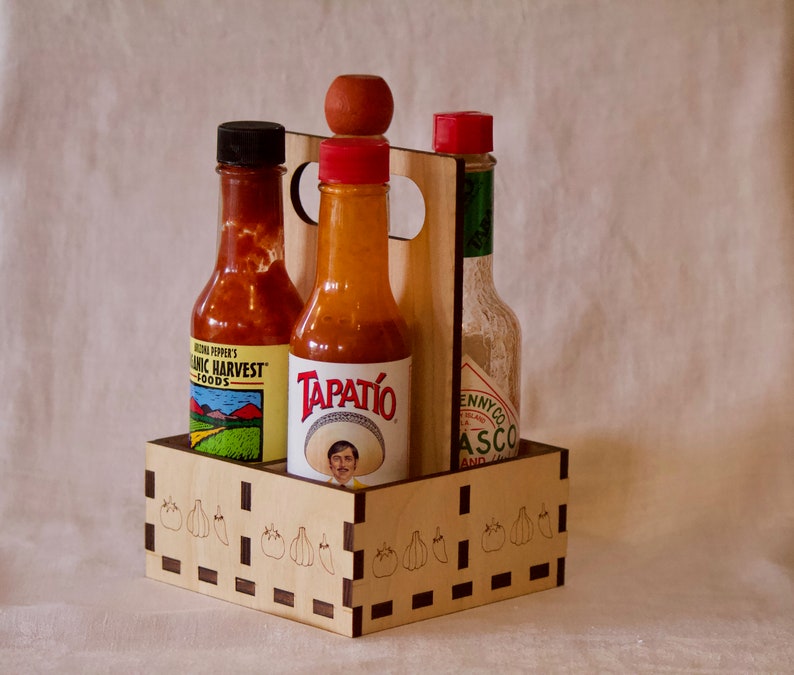 Hot Sauce Carrier Wooden Hot Sauce Caddy Etsy