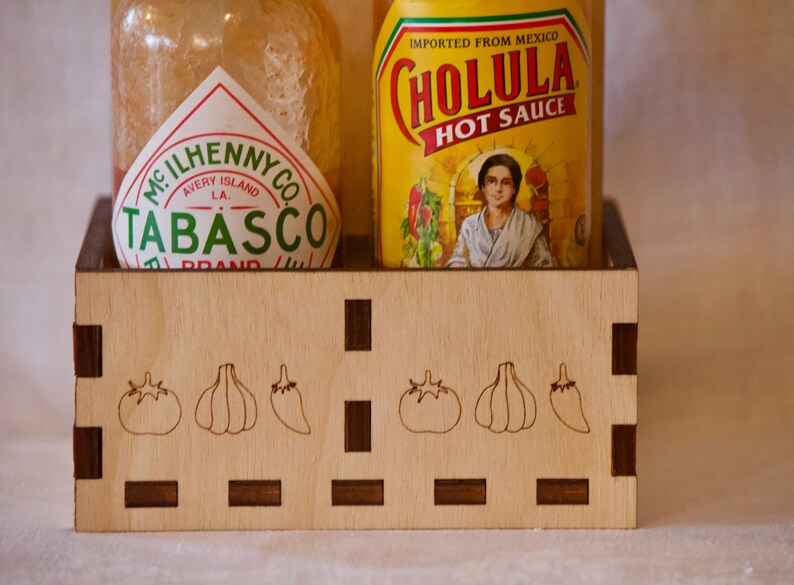 Hot Sauce Carrier Wooden Hot Sauce Caddy Etsy