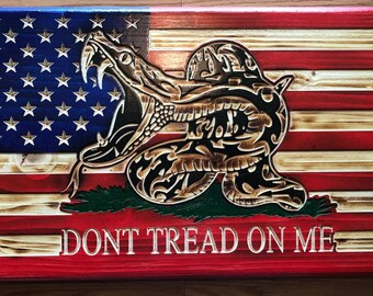 Don't Tread On Me Wood Flag