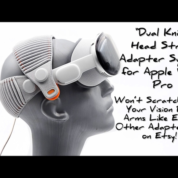 Dual Knit Head Band Adapter System for the Apple Vision Pro.  Fully adjustable and provides full head support!