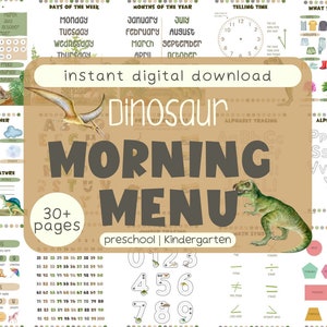 Dinosaur Morning Menu | Toddler | Preschool | Kindergarten | Montessori | Early Education | Homeschool |