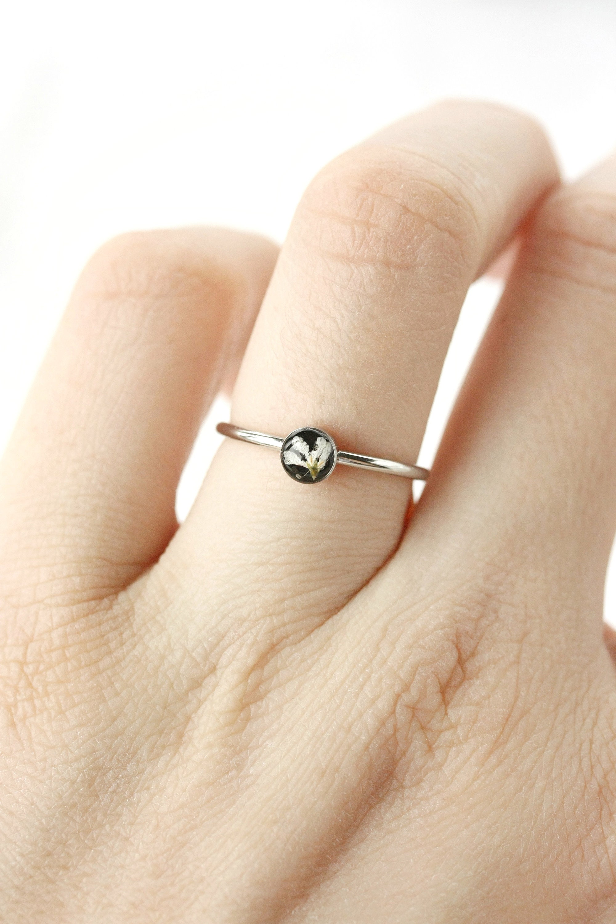 Anillo de plata con verdadera flor de encaje de la reina Ana. | Etsy