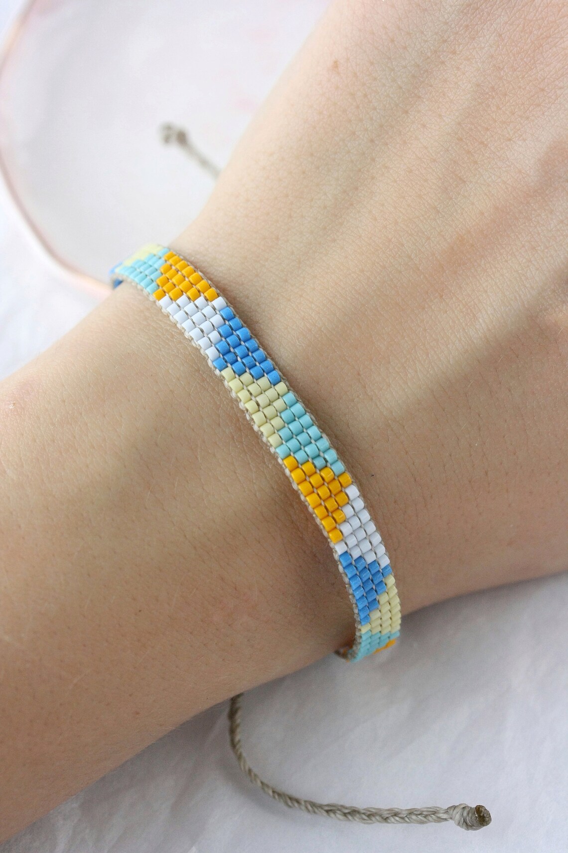 Loom beaded bracelet. Stackable Miyuki beads bracelet. Blue Etsy