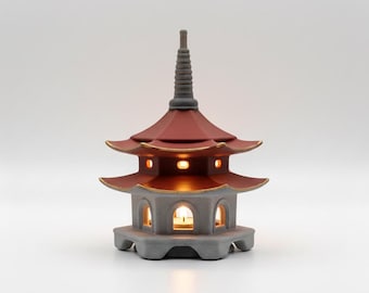 Lanterna pagoda giapponese stampata in 3D – Decorazione da giardino zen, kit fai da te verniciabile