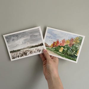 5er Pack Natur bezogene Karten für alle Gelegenheiten, handgemaltes Aquarell auf Aquarellpapier einzigartige Kunst perfekt für Geschenke