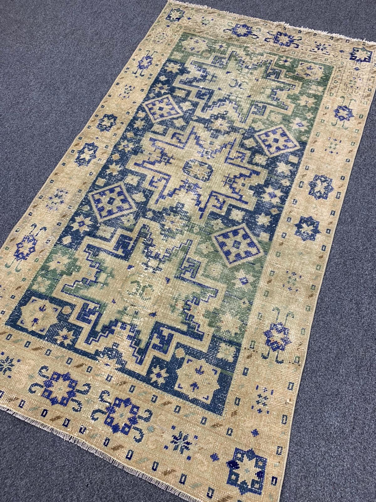 Turkish handmade vintage wool rug ethnic design carpet 3.6 X Etsy