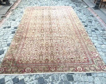 Handmade vintage rug 6.4'' ft X 10.3'' ft turkish decorative bohemian rectangle awesome rug C-40