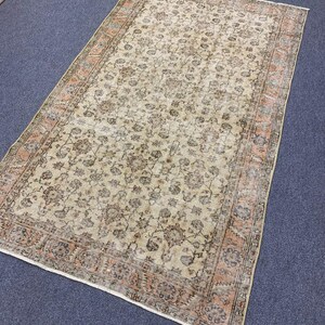 Turkish Handmade vintage carpet 3.8’’ X 4.10’’ ft  bedroom area rug wool carpet home decor rug floral design rug C-0303