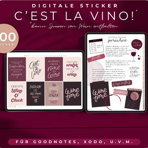500+ Digital Stickers C&#39;est la vino - Wine Set // Wine Sayings for GoodNotes // For wine drinkers, wine lovers and wine fans