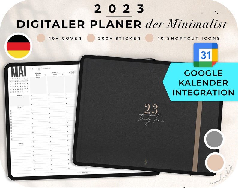 Digitaler Kalender 2023 Deutsch / Digitaler Planer Mit Google - Etsy