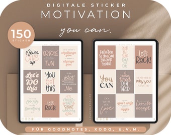 150 digital stickers motivation // motivational sayings for GoodNotes // motivational quotes
