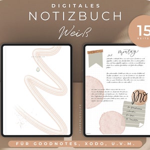 Notizbuch Digital BEIGE // Digitales Notizbuch Goodnotes // 15 Register