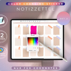 Set di 120 adesivi GoodNotes che cambiano colore in carta strappata 2 // Note // solo per GoodNotes