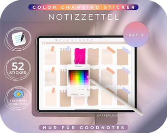 120 Color Changing GoodNotes Sticker Torn Paper Set 2 // Sticky Notes // for GoodNotes only