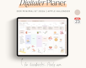 Digitale planner 2026 (Duits) | Goodnotes-agenda voor iPad "The Minimalist" | met Apple Calendar-functie | Beige
