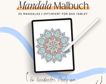 Digital Mandala Coloring Book | Digital coloring book for your iPad or tablet | For Goodnotes & Co. with 35 mandalas