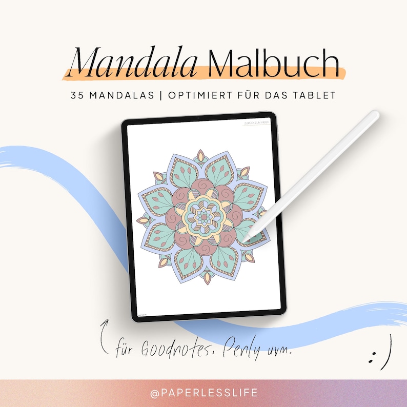 Digital Mandala Coloring Book | Digital coloring book for your iPad or tablet | For Goodnotes & Co. with 35 mandalas image 1
