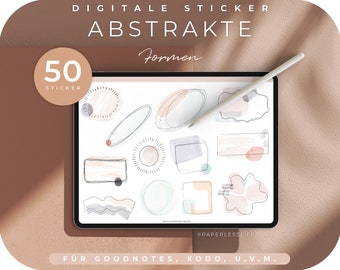 50 digital stickers abstract shapes // for GoodNotes, XODO, and much more.